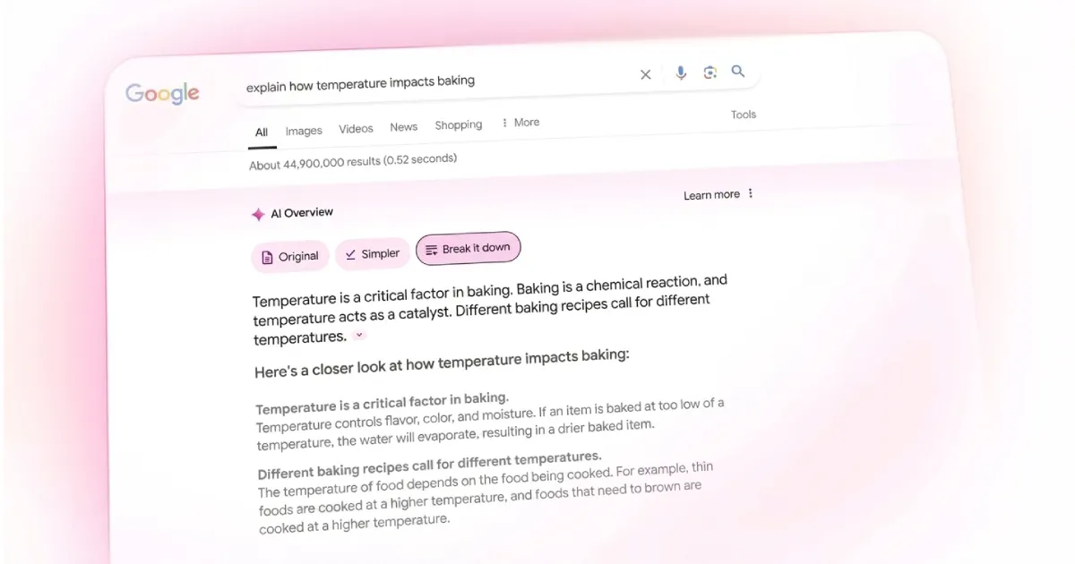 Capture d'écran d'un résultat de recherche Google affichant un AI Overview.